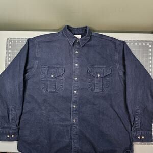 Vintage Filson Moleskin Seattle Shirt XXL X-long Blue Chamois Flannel Heavy